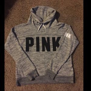 PINK Victoria's Secret Black & Gray Pullover cowl neck hoodie